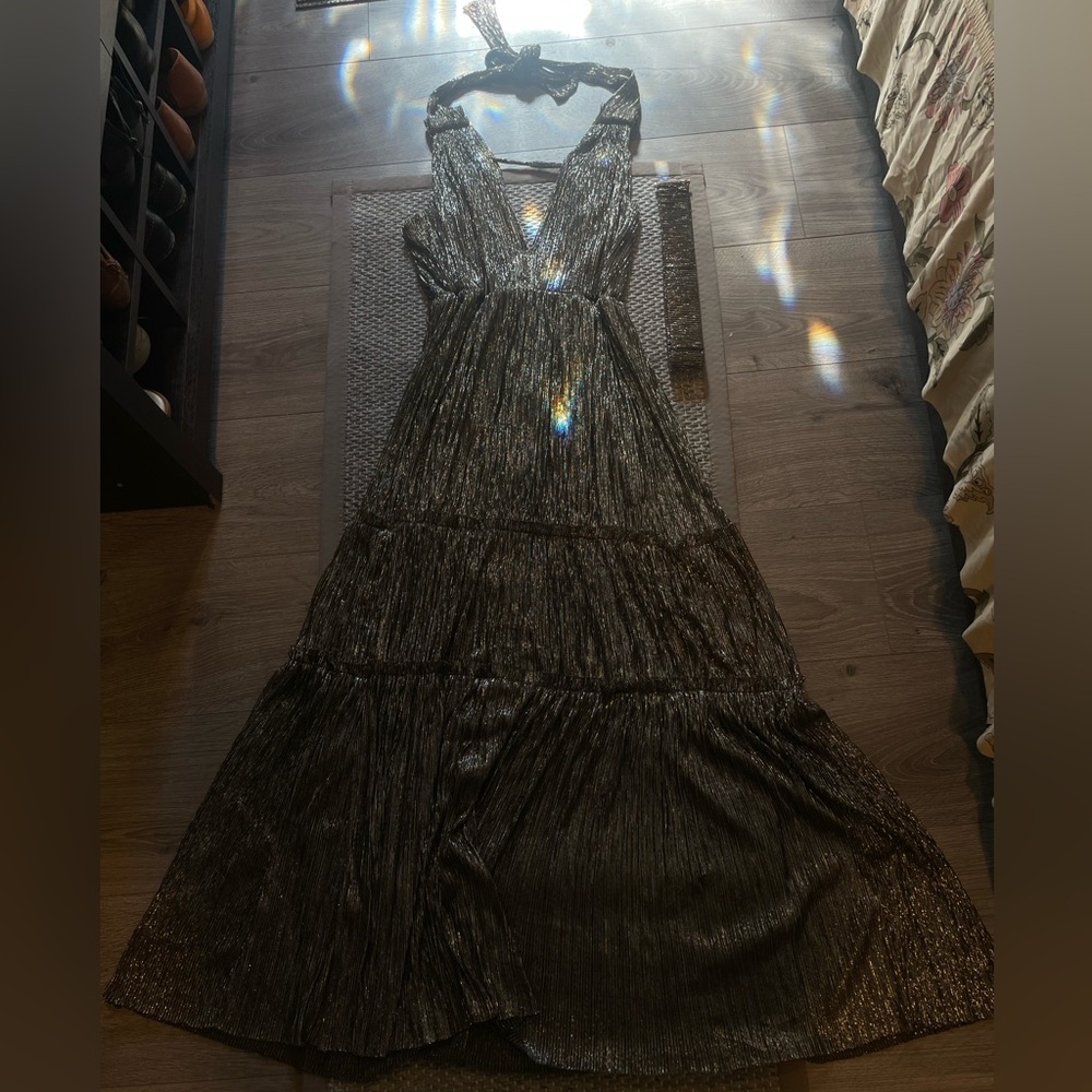 Sabina Black Pleated Maxi Dress for Cocktail Nights